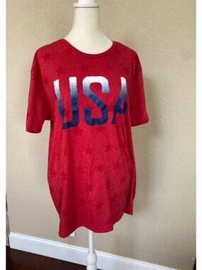 Code Five Code V USA Red White Blue Graphic Tee Star Print Size Large 12-14